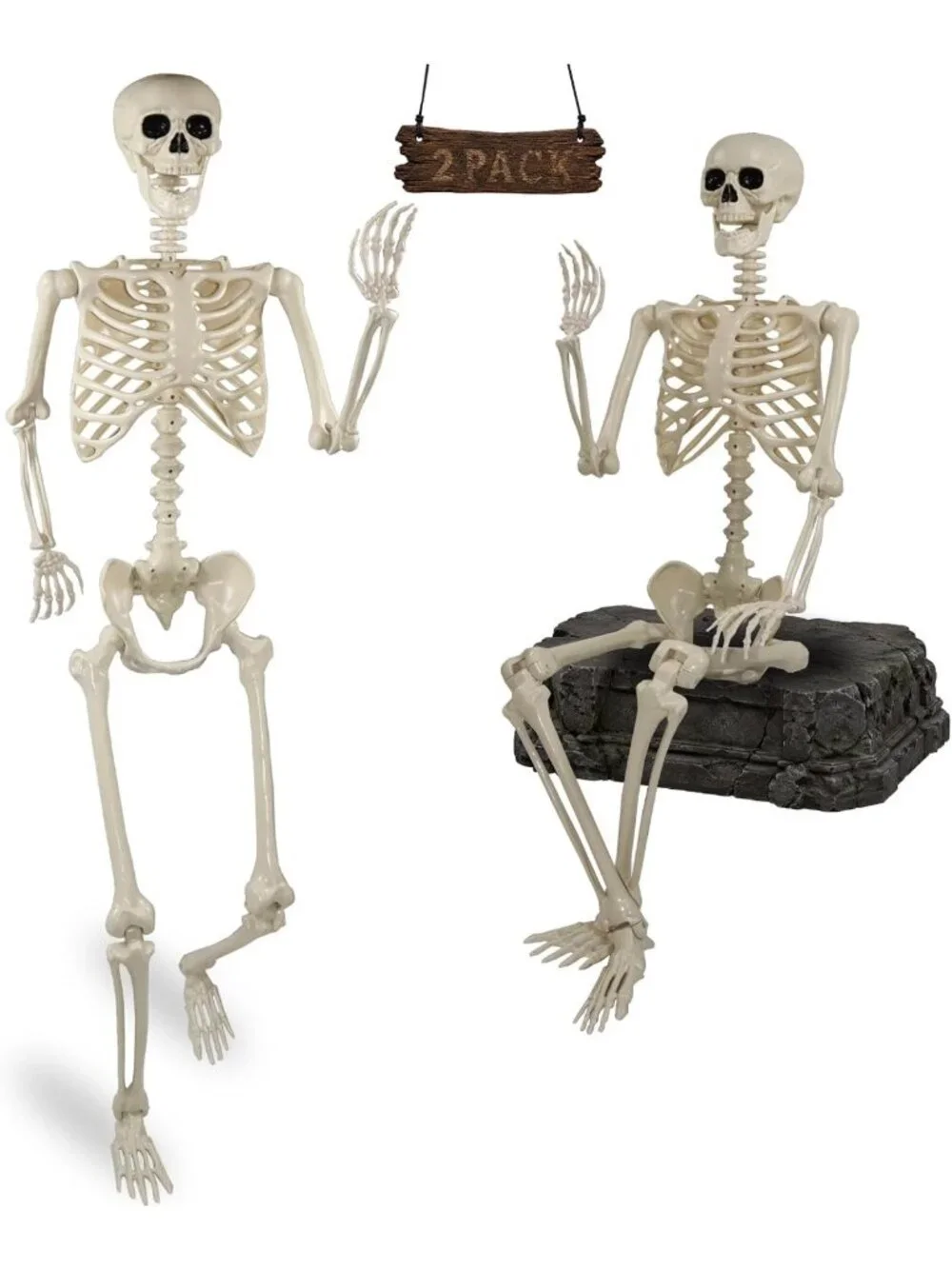 2 Pack 5.4ft Life Size Halloween Skeletons - Realistic Posable Outdoor Decor